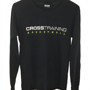 Gildan Black Long Sleeve Tee with White and Green Print